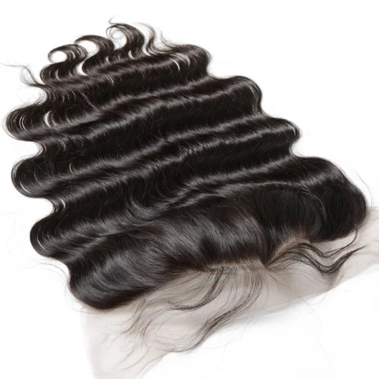 Body Wave 13*4 Frontal Wavy dark hair extensions neatly arranged in layers.